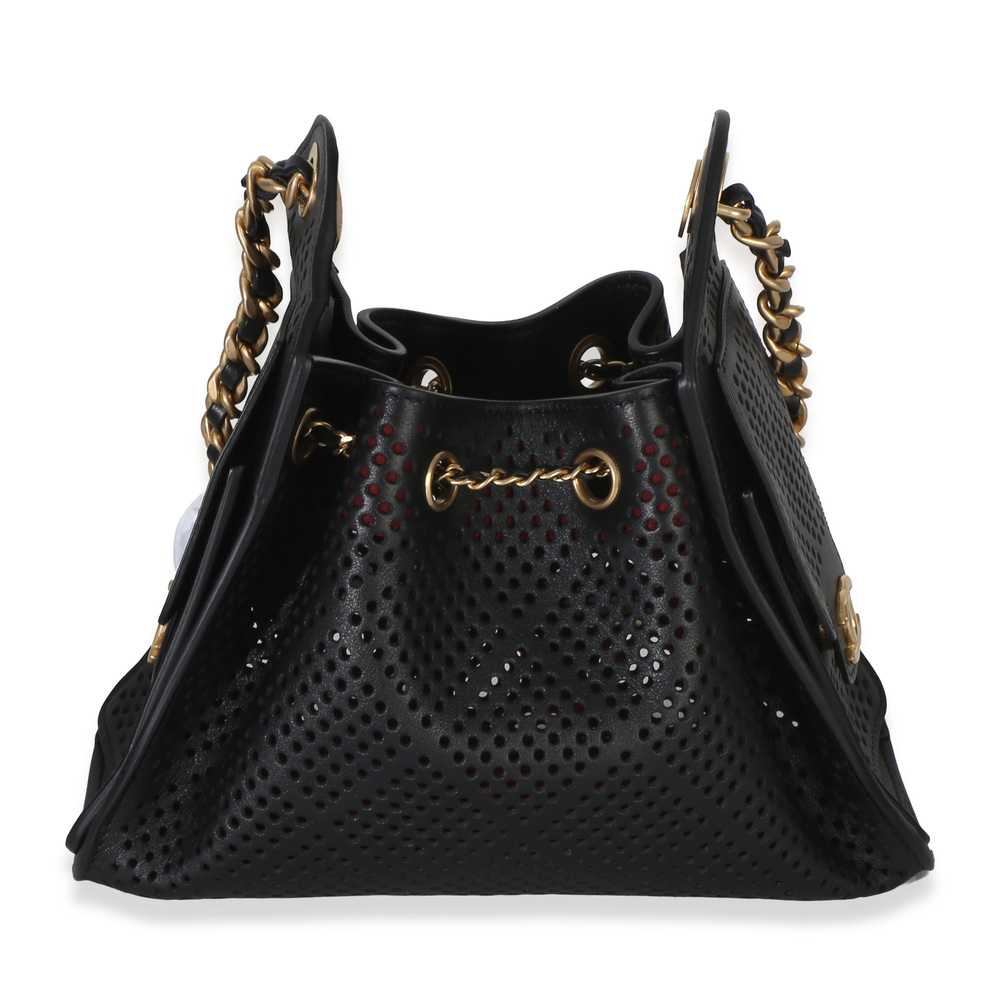Chanel Black Perforated Calfskin Small Chanel 25 Hobo - Picture 2 of 8